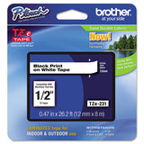 Brother PTouch 1/2 Black on White Standard Laminated Tape (TZe231)