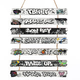 Thinkday Wooden Graffiti Classroom Wall Decor Hanging Sign Hip Hop Brick Wall Door Banner for High Middle School Classroom Decor