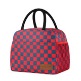 douyadady Lunch Bag Women/Men Lunch Box Women/Men (Dark blue+Red Checkerboard)
