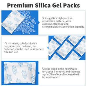 10/20/50 Gram(50 Packs) Moisture Absorbers, Premium Silica Gel Packs, Silica Packets for Storage, Silica Gel Desiccant Packets F