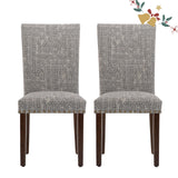 Parsons Dining Chairs Set of 2, Upholstered Nailhead Dining Room Kitchen Side Chair with Thick Cushions and Wood Legs, Black/Whi