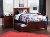 Atlantic Furniture AR8636114 Madison Platform Bed with Matching Foot Board and 2 Urban Bed Drawers, Full, Walnut
