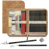 Heshengping, Sketching and Drawing Pencils Set 26pcs, Art Supplies Drawing pencil Kit,Graphite Charcoal Professional Pencils Set