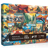 American National Parks Puzzle for Adults 1000 Pieces, PICKFORU Travel Poster Landscape Puzzle Scenery of Zion Yellowstone Yosem