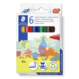 STAEDTLER Noris 340 Jumbo Fibre Tip Pen, Especially for Small Childrens Hands, Cardboard Case with 6 Jumbo Fibre Tip Pens in As