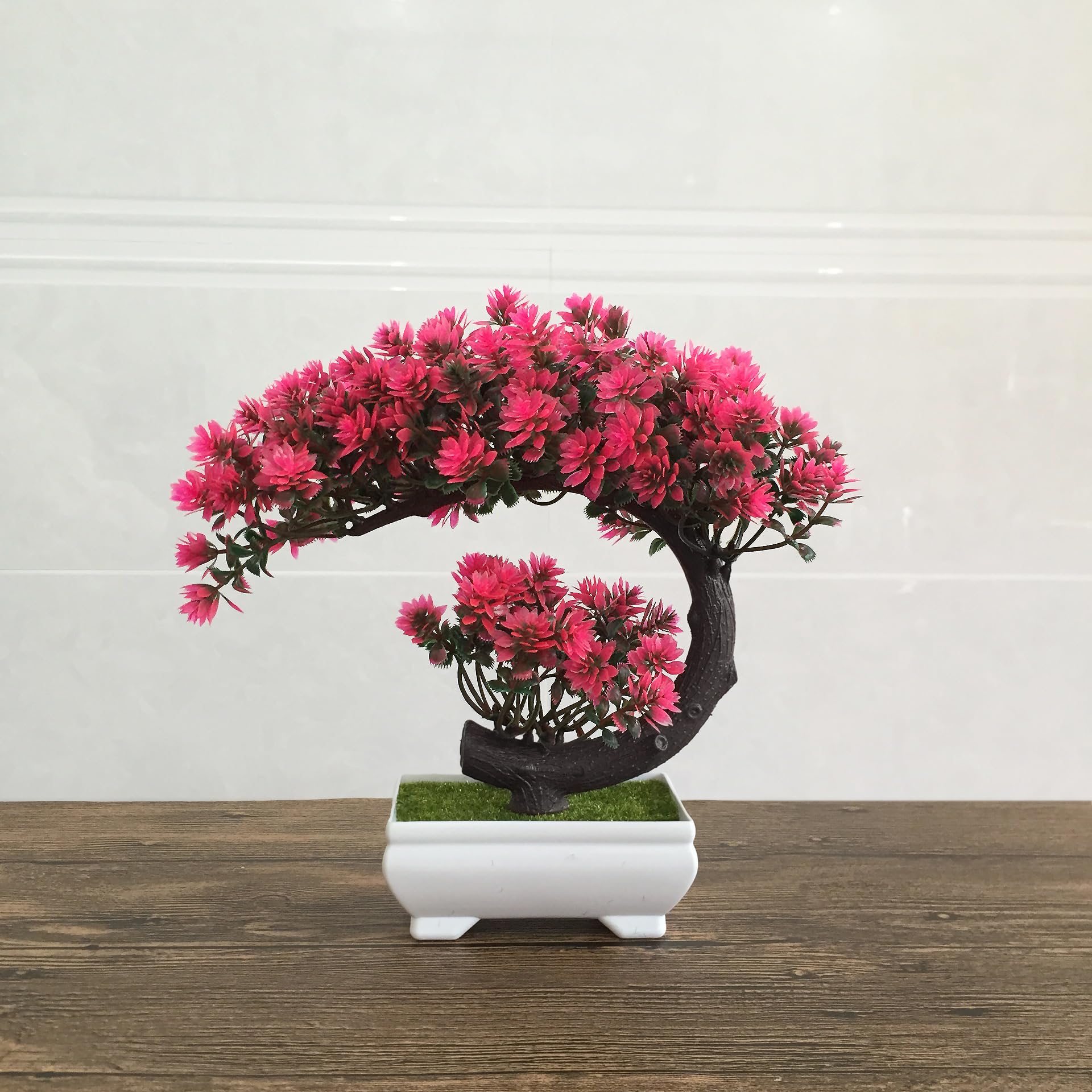 yoerm Small Artificial Plants Greenery Desktop Bonsai - Magenta Fake Plants for Home Decor Indoor Bookshelf Office Desk Bathroom
