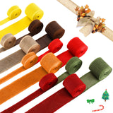 WILLBOND 14 Roll Thanksgiving Fall Burlap Ribbon 7 Colors Natural Yellow Red Orange Sage Brown Burgundy Burlap Wired Ribbon 2.4 