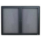 Quartet Enclosed Fabric Bulletin Board, 4 x 3 Feet, 2 Doors, Black Frame with Gray Fabric (2364L)