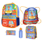 Blippi AI ACCESSORY INNOVATIONS Blippi Backpack Safety First Kids School Travel Backpack 5 Pc Set With Lunch Box, Drawstring B