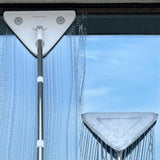 CTIME 78'' Window Squeegee with Extension Pole, 3-in-1 Professional Window Cleaning Kit, Triangle Outdoor Window Cleaning Tools 