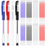Outus 8 Pieces Heat Erase Pens Fabric Marking Heat Erasable Pens with 56 Pieces Refills for 80s Retro Quilting, Sewing, DIY Dres
