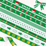 YKW Christmas Ribbon Set - 8 Green & White Designs: Trees, Gifts, Stockings - 24 Yards Total - Holiday Ribbon for Wrapping, Craf