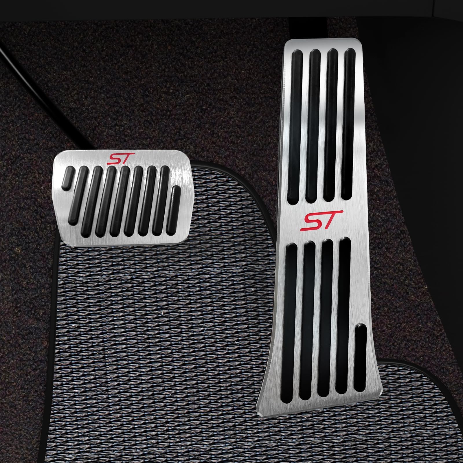 Hecotrax for Ford Explorer 2025 2024 2023 2022-2020 Aluminum Performance Pedals Set Non-Slip Accelerator and Brake Pedals Cover 