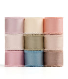 Honeymyth Satin Silk-Like Ribbon Set - 1 Wide, 9 Rolls, 45 Yards Total - Handmade Fringe Ribbons for Gift Wrapping, Wedding Invi