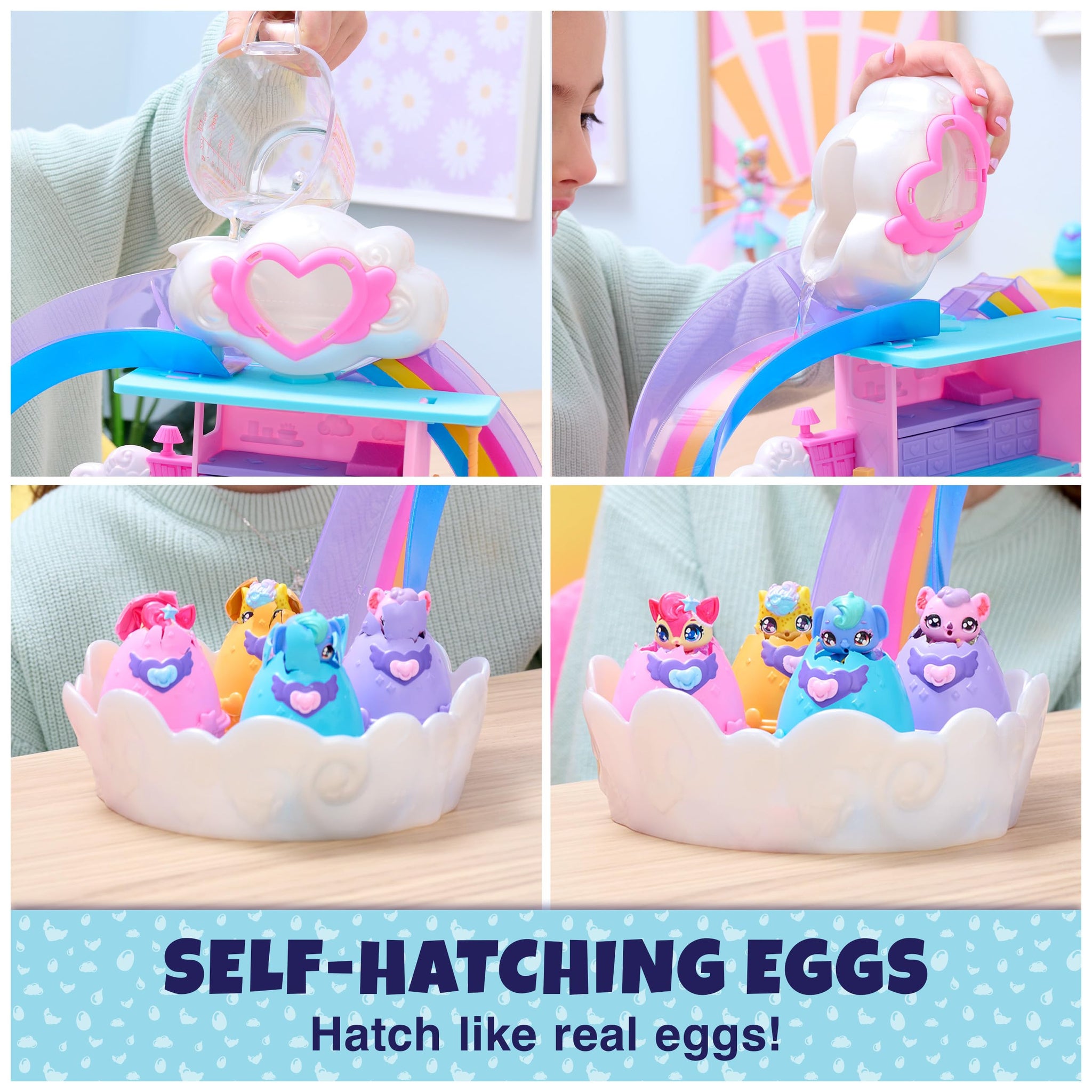 Hatchimals Alive, Hatchi-Nursery Playset Toy with 4 Mini Figures in Self-Hatching Eggs, 13 Accessories, Kids Toys for Girls and