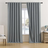 DUALIFE 132 Inch Curtains Extra Long Back Tab and Rod Pocket Thermal Insulated Blackout Curtains 50 by 132 Inch 11 ft 2 Panels Set,Window Drapes for Bedroom Modern Farmhouse Gothic Decor,Grey-New