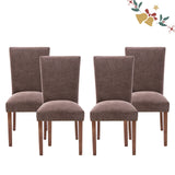 Parsons Dining Chairs Set of 4, Upholstered Nailhead Dining Room Kitchen Side Chair with Thick Cushions and Wood Legs, Brown
