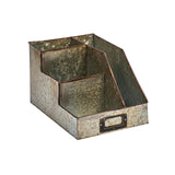 Creative Coop DA6881 Metal Desk Organizer with 4 Compartments in Galvanized Finish