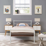 CasaFoyer Alina Platform Twin Bed Frame | Rustic Charm meets Modern Design | Sturdy Vintage Steel | Holds 1323 lbs | Cottage Aesthetic | No Box Spring Needed | Compatible with Memory Foam, Spring, Latex, Hybrid Mattresses (Mattress Not Included)
