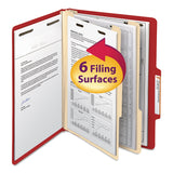 Smead 14003 Top Tab Classification Folder Two Dividers SixSection Letter Red 10/Box