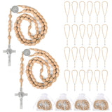 Wonitain 30 Set Wooden Rosary Beads Bulk Catholic Rosaries Wood for Men Women with Jesus Holy Crucifix Cross Rosary with Organza