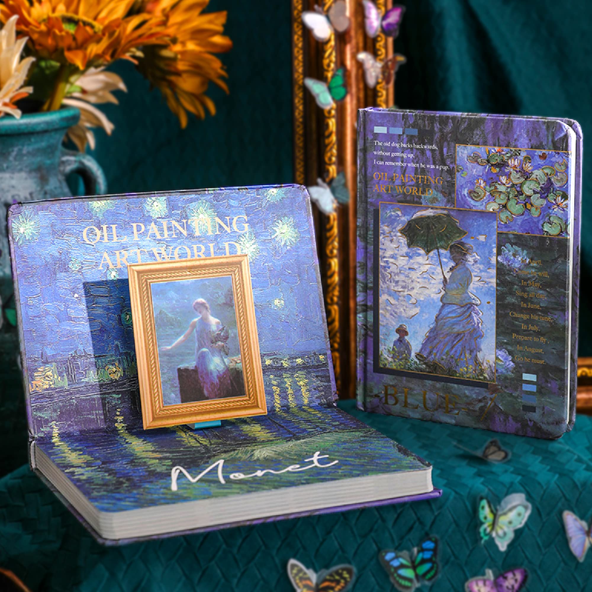 Aromoty Vintage Oil Painting B6 Notebook (Navy Blue-Gallery)