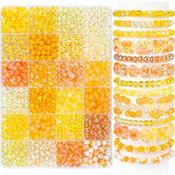 1200PCS 6mm Glass Beads for Bracelets, Fall Beads 24 Colors Orange Yellow Crystal Beads Bracelet Making Kit and Jewelry Making, 