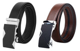 Zacharias MenS Faux Leather Belt (Asb5304_Black & Brown) (Free Size_Pack Of 2)
