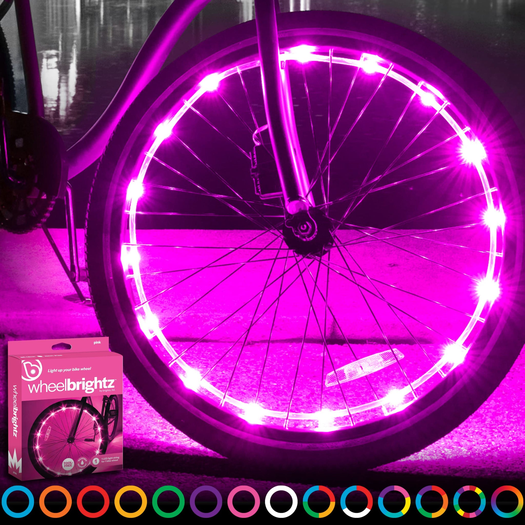 Bike Wheel Lights (1 Tire) Pink Bike Lights For Night Riding Pink Bicycle Lights Front And Rear Bicycle Accessories For Girls Bi