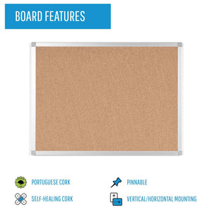 Ayda Cork Bulletin Board, 24 X 36, Aluminum Frame