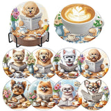 Ekuxom 8 Pcs Diamond Art Coasters Kit for Adults- Dog Diamond Painting Coasters with Holder-DIY Crafts Art Coaster Kit for Home 