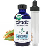 PURA D'OR ORGANIC Frankincense Essential Oil (4oz with Glass Dropper) 100% Pure & Natural Therapeutic Grade For Hair, Body, Skin