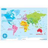 Ashley Productions ASH95002 Smart Poly Learning Mat, World Basic Map, Polypropylene (PP)/Paper, 12 x 17
