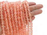 ZHFMLY 450pcs Peach Crackle Glass Beads Handcrafted Round Lampwork Smooth Loose Beads for Bracelet & DIY Jewelry Making 8mm