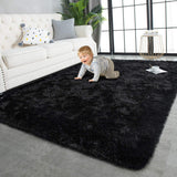 TWINNIS Super Soft Shaggy Rugs Fluffy Carpets 3x5 Feet Indoor Modern Plush Area Rugs for Living Room Bedroom Kids Room Nursery Home Decor Upgrade Anti-Skid Rectangular Fuzzy Rug Black-New