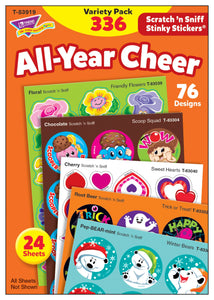 Trend Enterprises - T83919 All Year Cheer Stinky Stickers Variety Pack, 70 Designs, 8 Scents, Pack Of 336