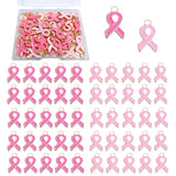 DANUDON Breast Cancer Charms for Jewelry Making Hope Awareness Ribbon Pendant Charm Beads Alloy Enamel Pink Ribbon Charms Bulk w