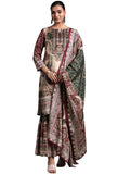 Libas Womens Printed Silk Blend Straight Kurta With Sharara And Dupatta