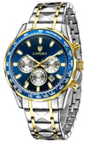 Longbo Diplomat 83801 MenS Chronograph Watch With Steel Bracelet, Reinforced Mineral Crystal, Luminous Hands And Date Display | 