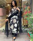 Gosriki Women'S Rayon Blend Straight Printed Kurta With Pant & Dupatta (Kalal Black-Gs_Xxl_Black_Xx-Large),Black,2,B0CVXRZBC6