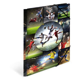 HERMA 19298 Sammelmappe DIN A4 Sport Fussball, stabile Pappe, Ordnungsmappe mit farbig bedruckten Innenklappen und Gummizug, Zei