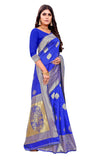 Sugathari Womens Banarasi Saree Pure Kanjivaram Silk Saree Soft New Ladies 2023 Design Wear Pattu Sarees Latest Cotton Party Sari Collections With Blouse Piece For Wedding Sadi (Pari 122 R Blue)
