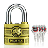 60mm Heavy Duty Waterproof Keyed Padlock with 4 Keys Brass Finish for Fences, Gates, Sheds