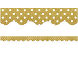 Gold Shimmer Polka Dot Scalloped Border Trim