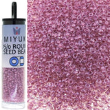 Miyuki Round Seed Bead Size 15/0 8.2g Sparkling Rose Lined Crystal