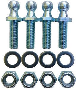 (4 Pack) 10mm Ball Studs with Hardware - 516-18 Thread x 1 Long Shank - gas Lift Support Strut Fitting