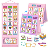 Godery Large Visual Schedule for Kids Chore Reward Chart,Bedtime Routine Chart for Toddlers,Double Side Schedule Board with 109 