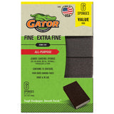 Gator MultiSurface Sanding Sponge, 3 x 4 x 1, Extra Fine/Fine Grit, 6 Pack