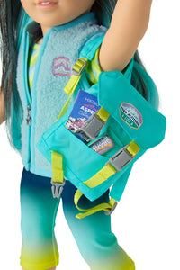 American Girl Corinne Tan Girl of the Year 2022 18-inch Doll Camping Accessories with Backpack and Canteen, For Ages 8+
