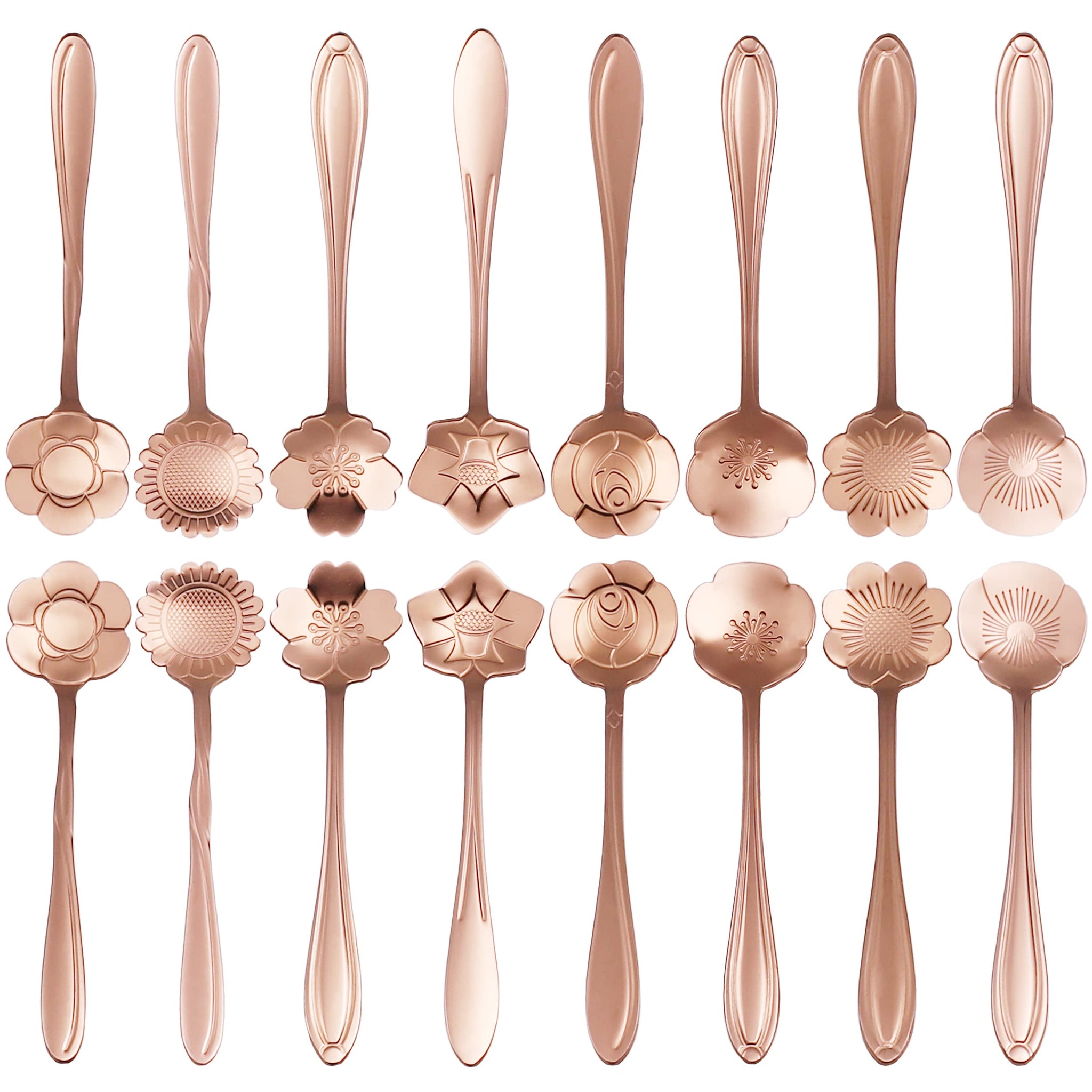 16 Pcs Teaspoon Tea Spoons, ESRISE Stainless Steel Coffee Dessert Spoon, Cute Demitasse Spoon for Drink Milkshake (Rose Gold)